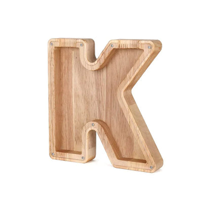 Skanto | Wooden Alphabet Piggy Bank with Transparent Window for Stylish Saving
