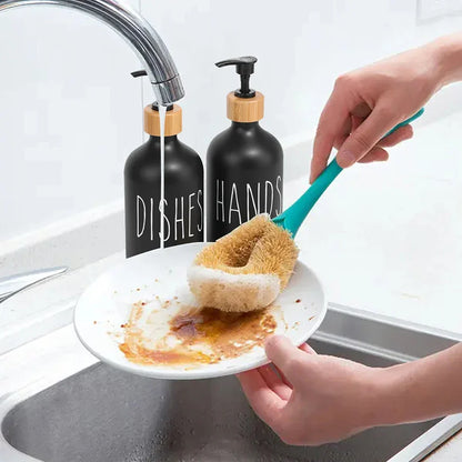 Skanto | Black Dish Soap Dispenser Set for Kitchen Sink - Refillable Bottles for Hand Soap and Dish Soap Storage