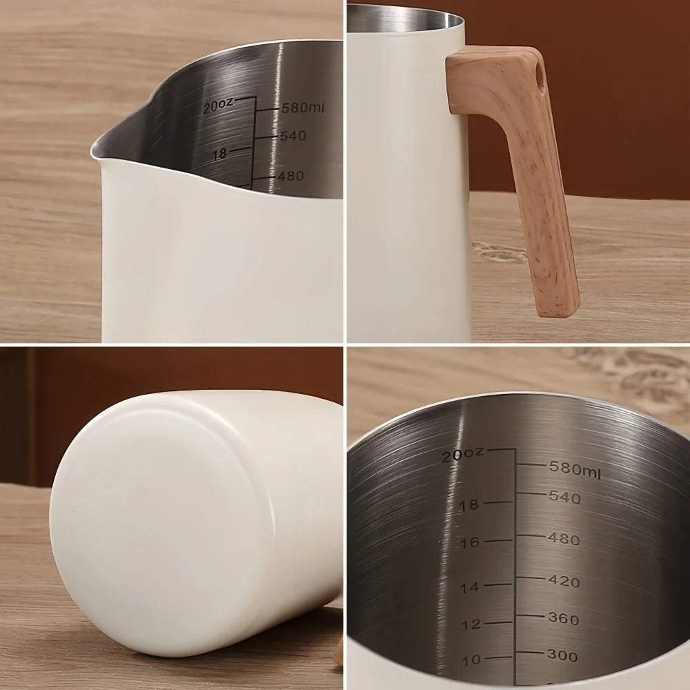 BowLift | Scandinavian Wood Handle Stainless Milk Pitcher