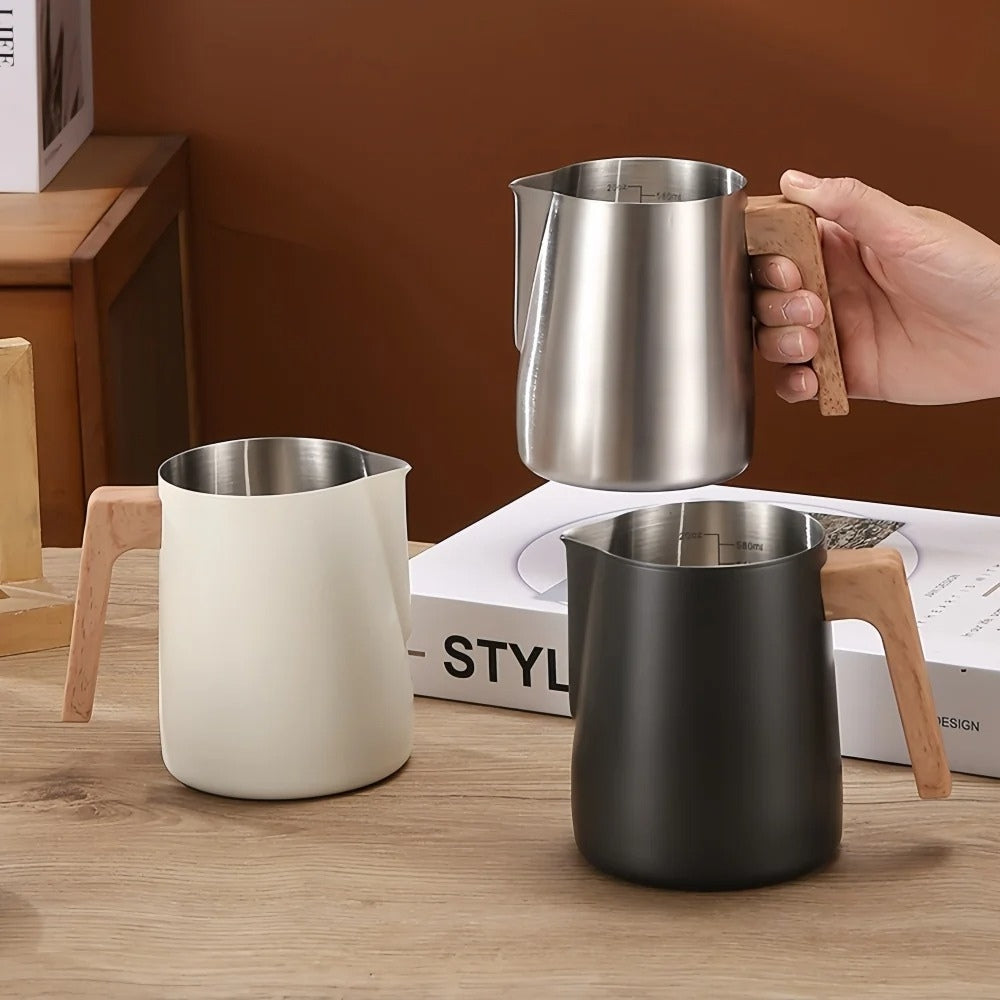 BowLift | Scandinavian Wood Handle Stainless Milk Pitcher