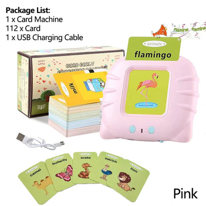 Talking Flashcard Learning Machine for Kids - Educational Audiobook Toy for Preschoolers 2-6 Years, USB Rechargeable, Eye-Friendly Design
