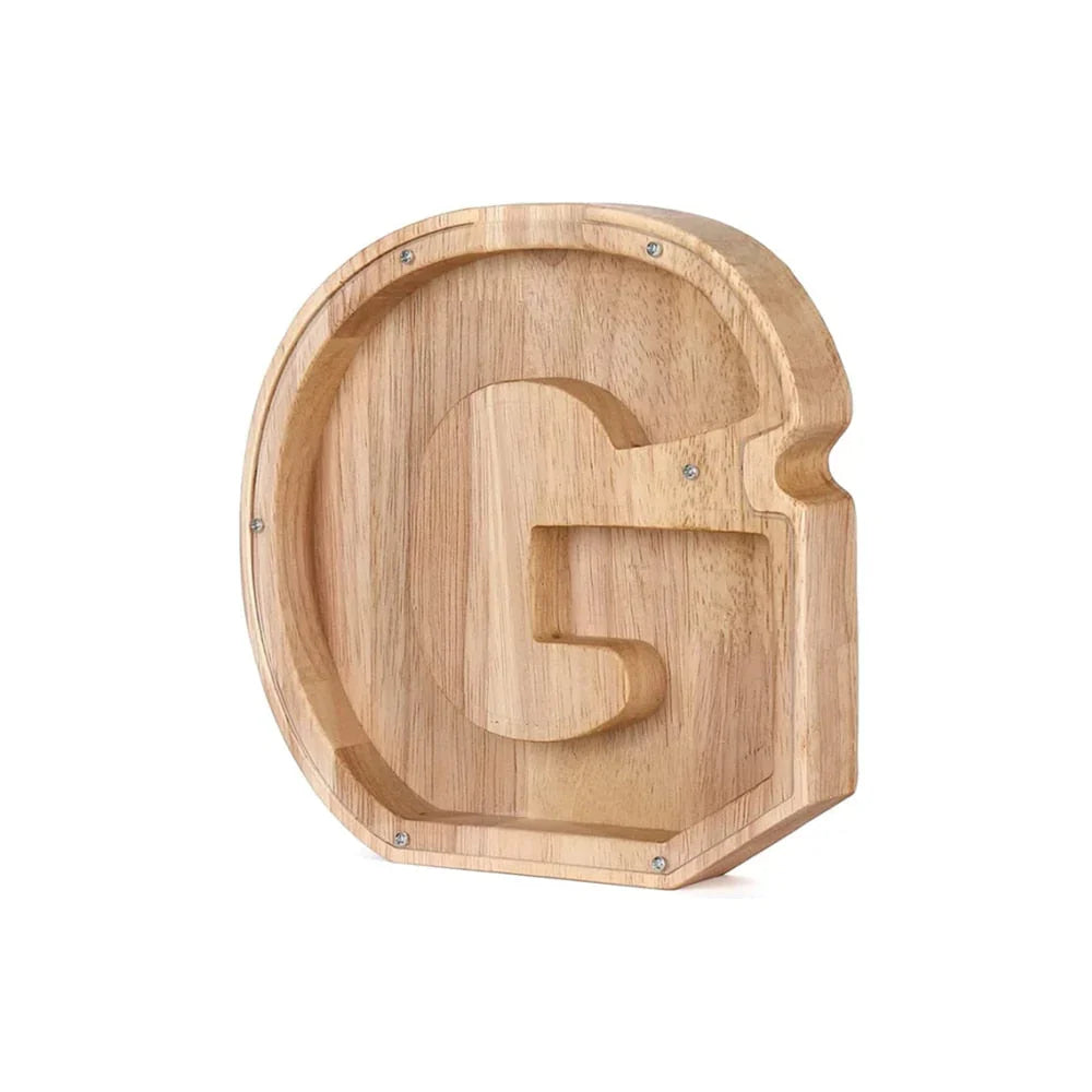 Skanto | Wooden Alphabet Piggy Bank with Transparent Window for Stylish Saving