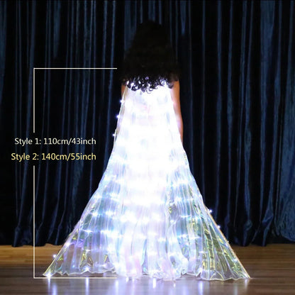 BowLift | LED Wing Costume LumiWings | Glowing Fairy Cape | 140 cm / 110 cm | With Telescopic Rods & Switch | For Stage, Party & Show