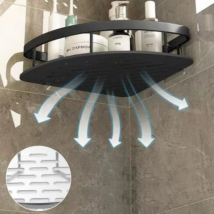 Skanto | Bathroom Storage Shelf - No Drill Wall Mount Corner Shelf, Shower Caddy for Toilet and Shampoo Organizer, Bathroom Accessory