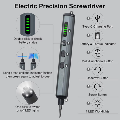 Skanto | Mini Electric Precision Screwdriver Set with 64 Magnetic Bits and LED Lighting