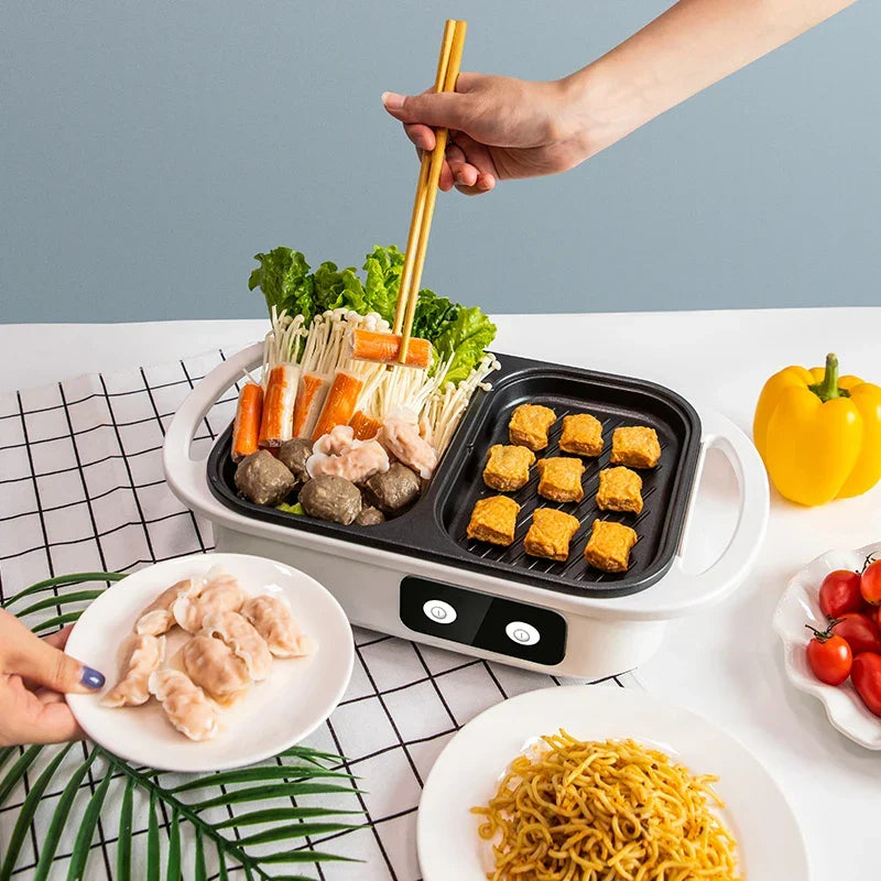 Skanto | 2-in-1 Non-stick Shabu Pot and Grill - Multicooker for BBQ, Shabu Shabu, Steak, Ramen and Noodles, Electric Pot