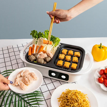 Skanto | 2-in-1 Non-stick Shabu Pot and Grill - Multicooker for BBQ, Shabu Shabu, Steak, Ramen and Noodles, Electric Pot