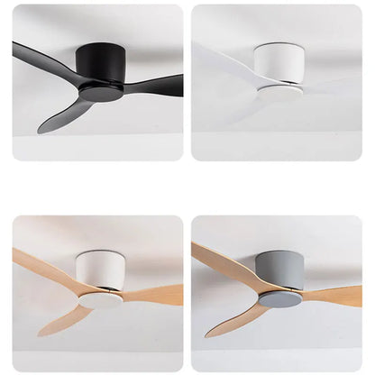 42-52 Inch Ceiling Fans with DC Motor — Remote Control Low-Profile Cooling Fans, without Light, White Wood & Black Options | Karnz