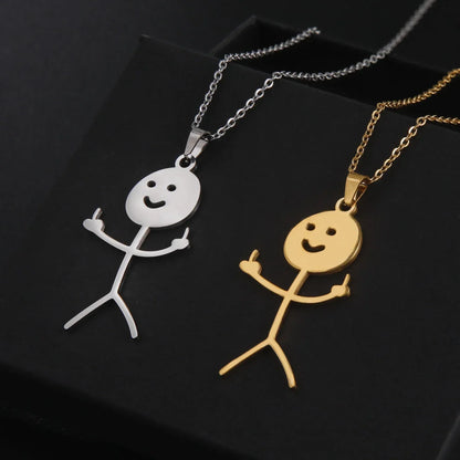 Skanto | Cute Punk Funny Middle Finger Stickman Necklace