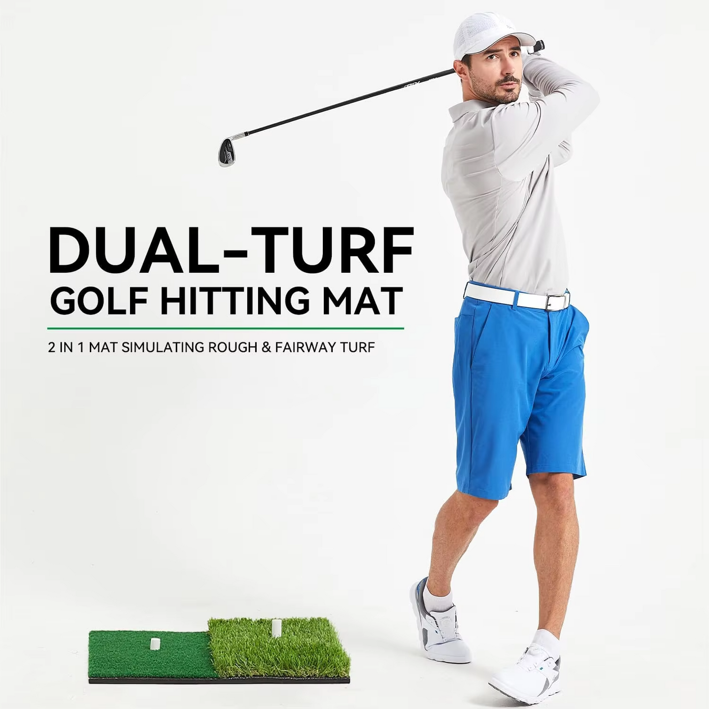 BowLift | Portable Golf Hitting Mat with Tee Hole for Backyard, Garage, and Indoor Practice