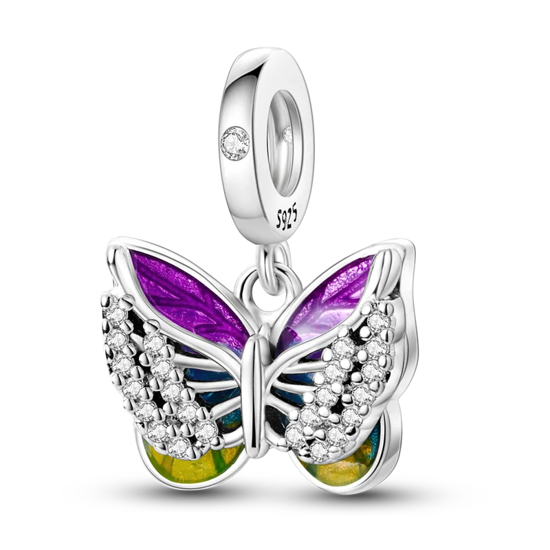 Skanto | 925 Silver Golden Leopard Charm Beads Colorful Chameleon Rhinoceros Lion Scarab Cat Pendant Compatible with Original Pandora Bracelet Jewelry