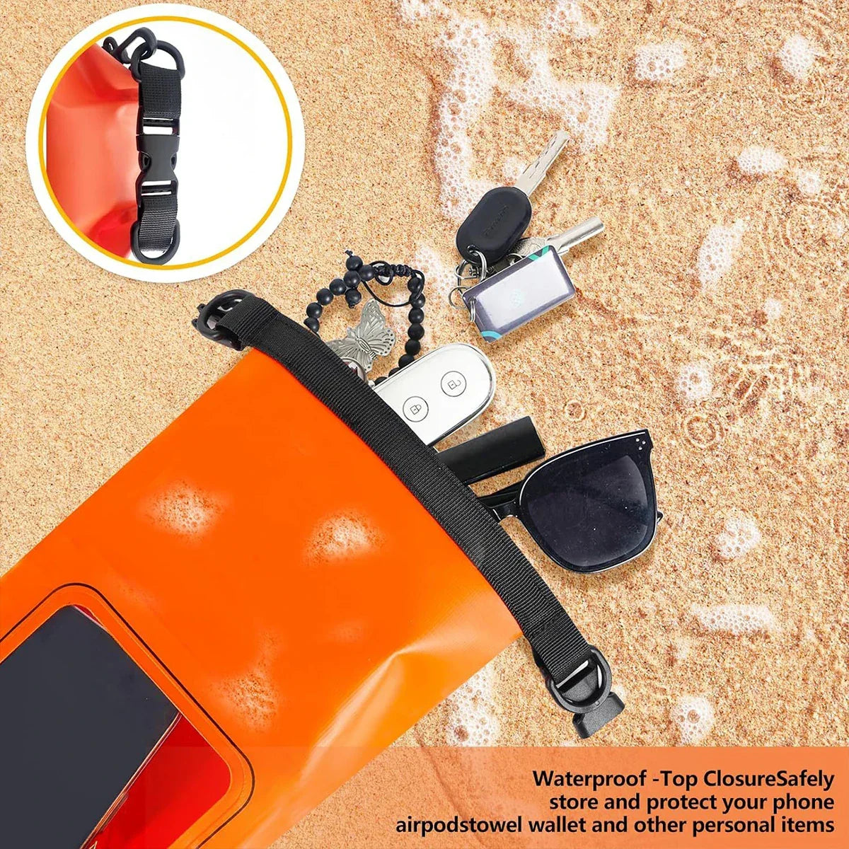 BowLift | AquaVault Waterproof Dry Bag 2L | With Touchscreen Window | Outdoor Bag for Kayaking, Trekking & Water Sports