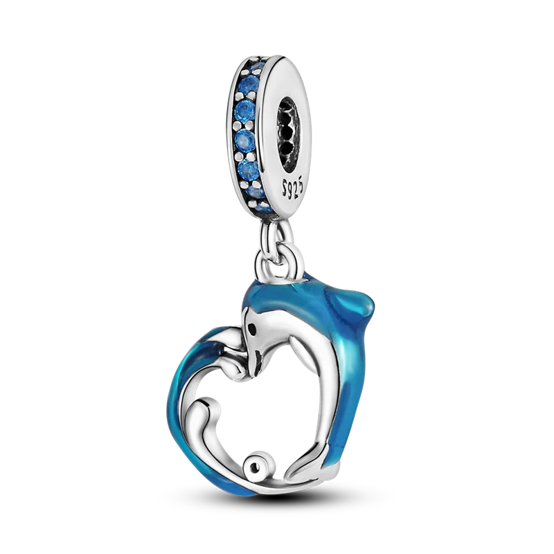 Skanto | 925 Silver Golden Leopard Charm Beads Colorful Chameleon Rhinoceros Lion Scarab Cat Pendant Compatible with Original Pandora Bracelet Jewelry