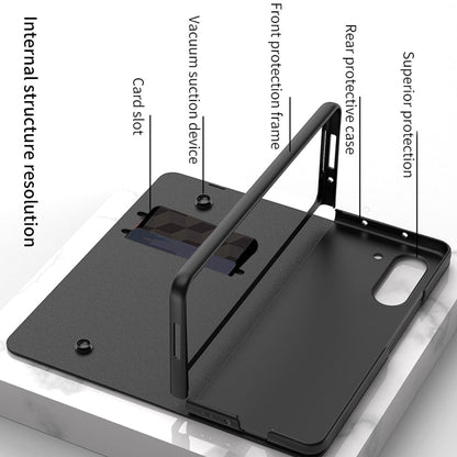 BowLift | Shockproof Armor Case Glass Cover Stand Insert Card Leather Case for Samsung Galaxy Z Fold 5/4