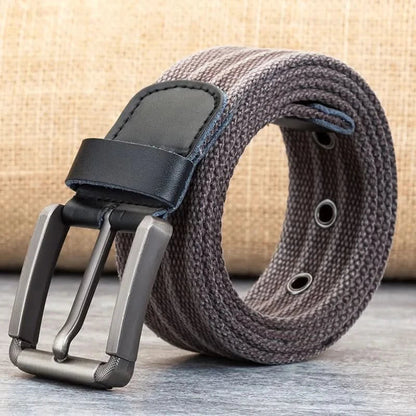Kalsten | Men’s Canvas Belt – Adjustable Casual Striped Waistband