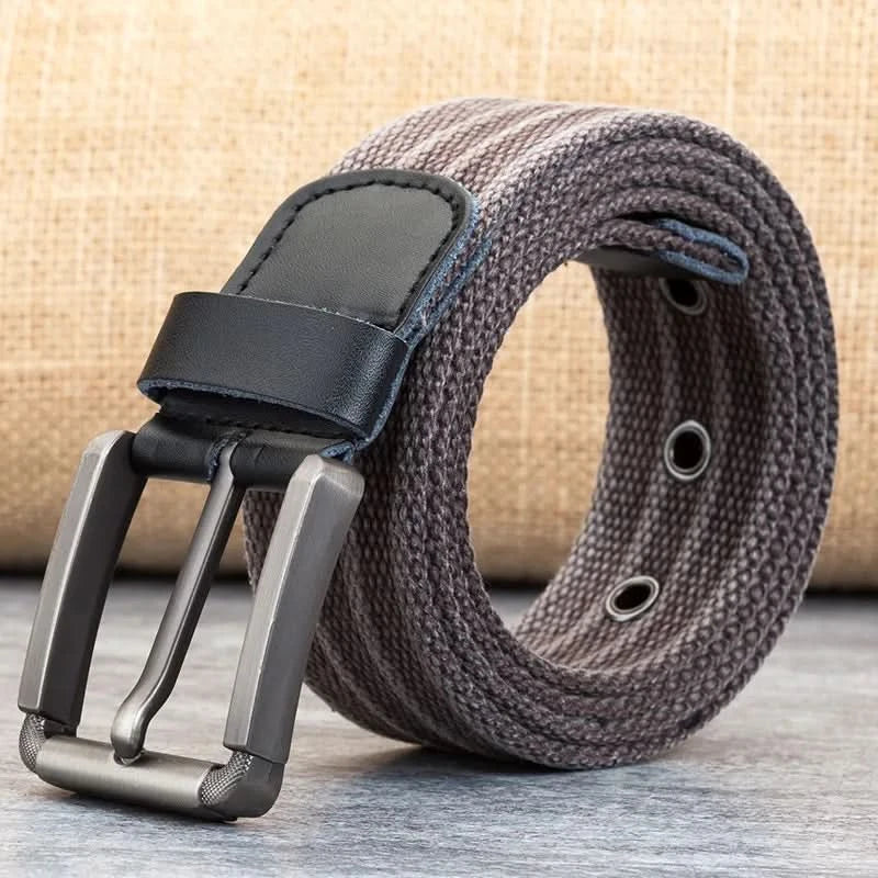 Skanto | Men's Canvas Belt – Adjustable Casual Striped Waistband