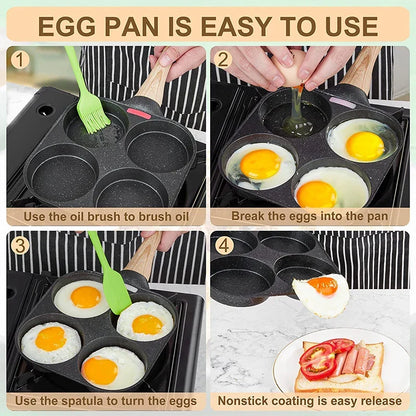 Skanto | LMETJMA 4-Cup Non-Stick Egg Pan - Pancake Cookware Suitable for Gas Stove and Induction Cooker JT87