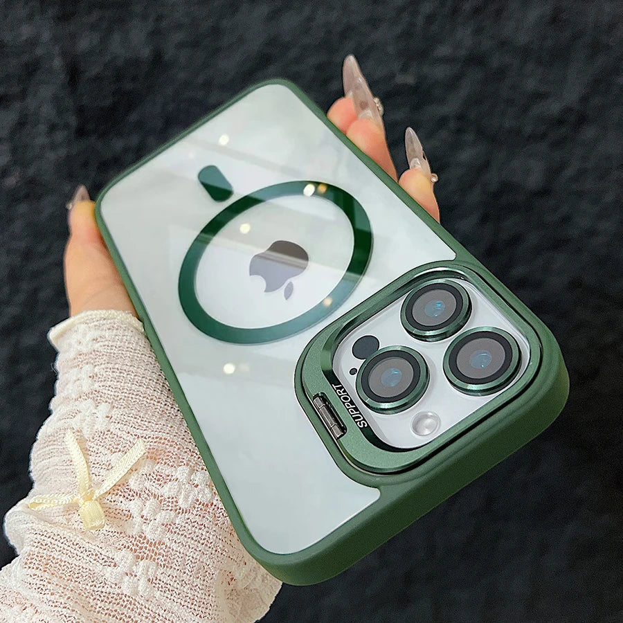 Skanto | Shockproof Magnetic Magsafe Phone Case Stand Glass Lens Protector Cover