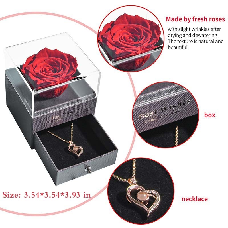 Skanto | Natural Eternal Rose Necklace Jewelry Box