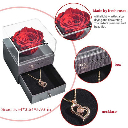 Skanto | Natural Eternal Rose Necklace Jewelry Box
