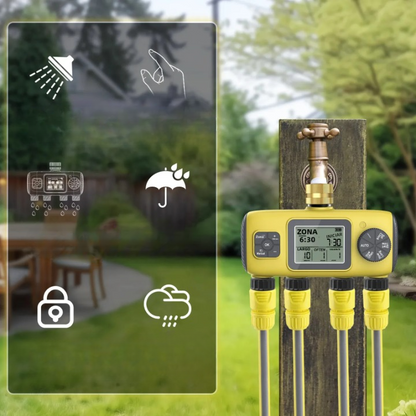 HydroVista - 4-Zone Digital Watering System with LCD Screen and IPX7 Waterproof Smart Valve System Skanto
