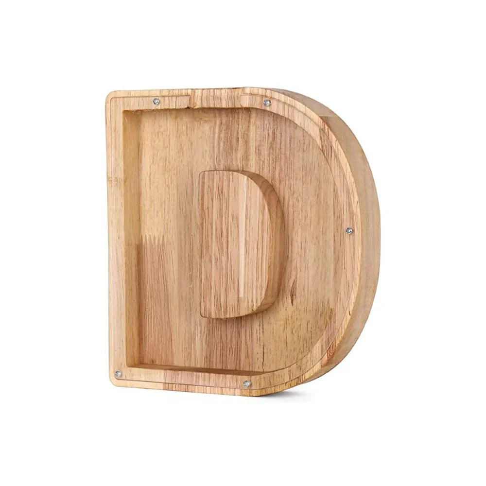 Skanto | Wooden Alphabet Piggy Bank with Transparent Window for Stylish Saving
