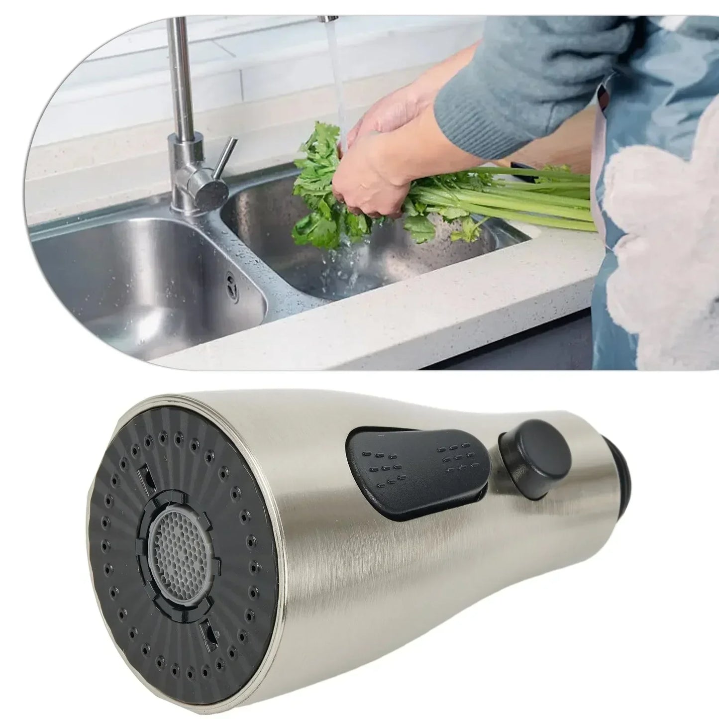 HydroFlex ProSpray – 3-way spray kitchen faucet replacement nozzle Bowlift