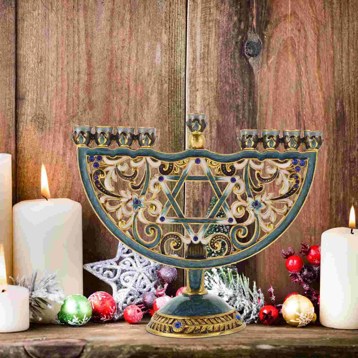 Skanto | Auriona Menorah Candlestick | Chanukah Candlestick & Table Decoration | Wedding & Holiday Decoration | Luxurious Elegance