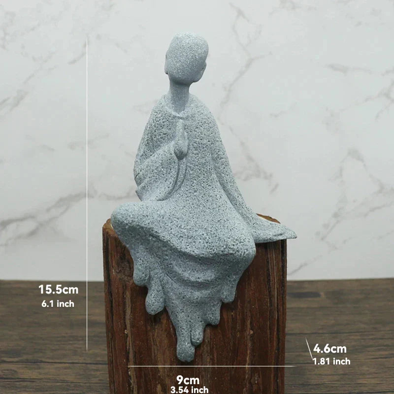 Skanto Skanto | Small Buddha Stone Statue Buddhist Monk Tibetan Buddhism Figures Zen Garden Ornament Meditation Home Aquarium Decoration