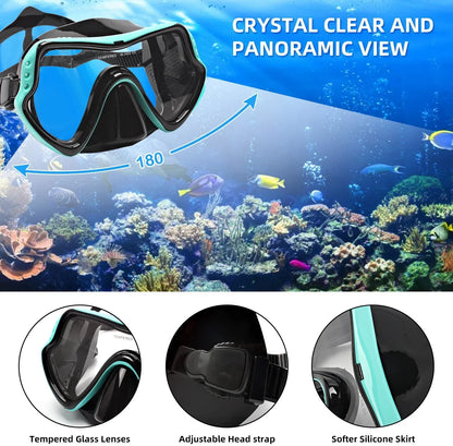 Skanto | Adult Unisex Snorkeling Diving Mask Set with Goggles