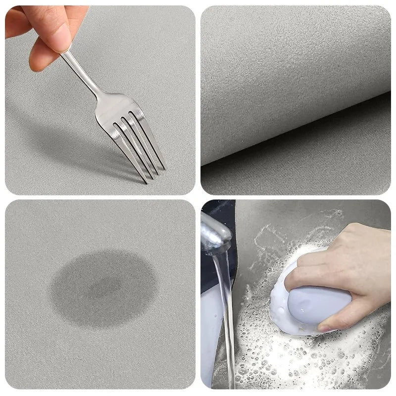 Skanto | AquaStone Kitchen & Bathroom Mat | Diatomaceous Earth & Velvet-like Look | Super Absorbent & Non-Slip | Washable & Durable