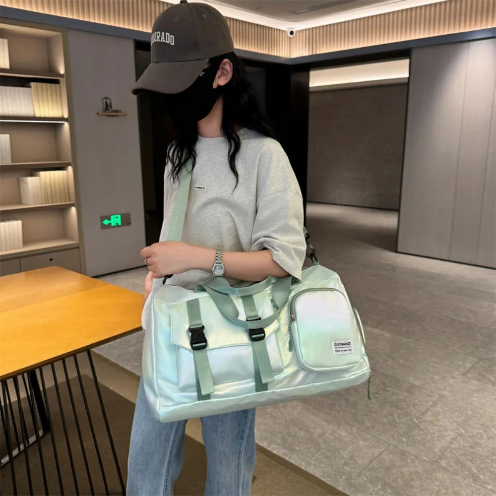 BowLift | Lumivista Holographic Travel Bag | Stylish Weekender Shoulder Bag with Shoe Compartment | Perfect for Weekend Trips & Short Journeys