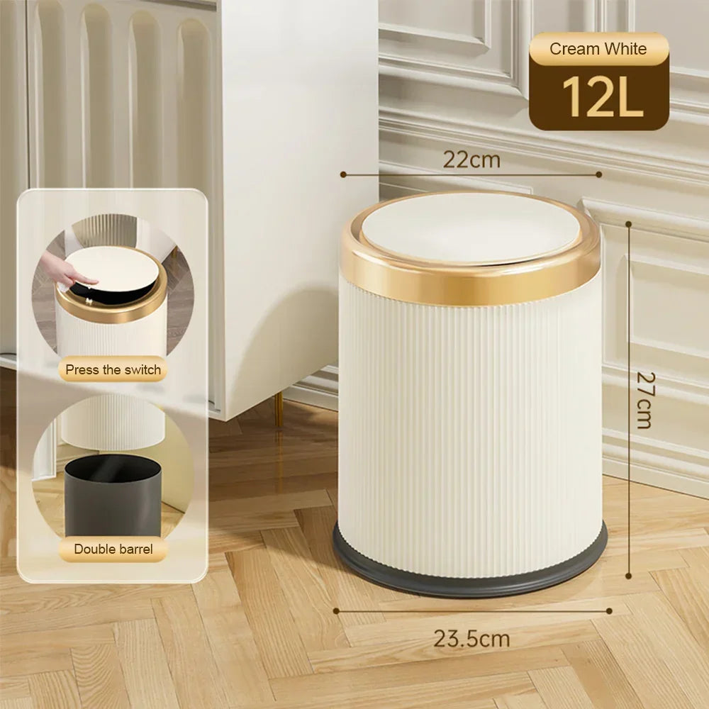 Modern rectangular waste bin | With lid & removable inner bin | For kitchen, bathroom & office Bowlift
