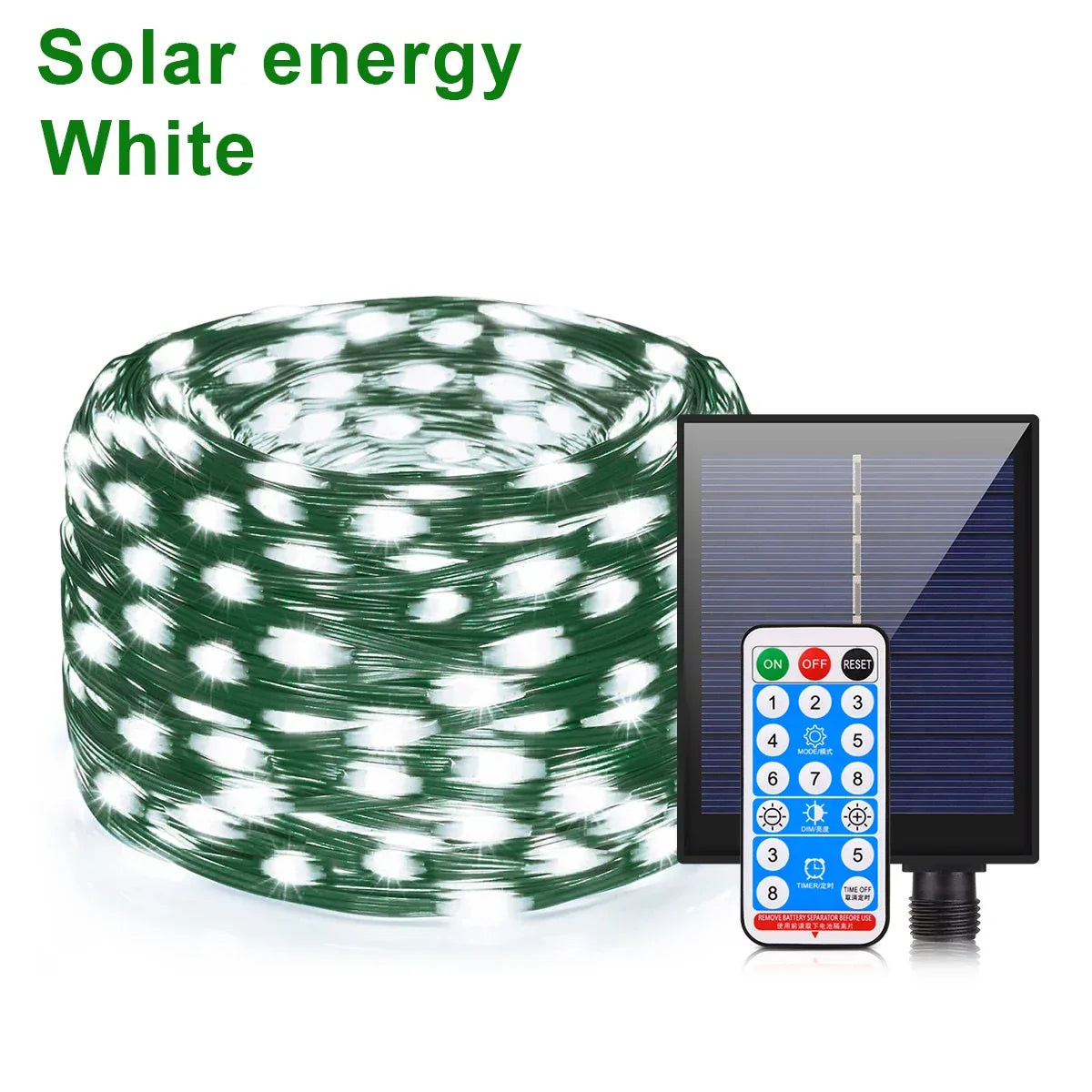 BowLift | Solar String Lights 100M LumiSol ProLine | 8 Modes | IP65 Waterproof | Extra Bright LEDs | Remote Control & Quick Charge | For Garden, Wedding & Christmas