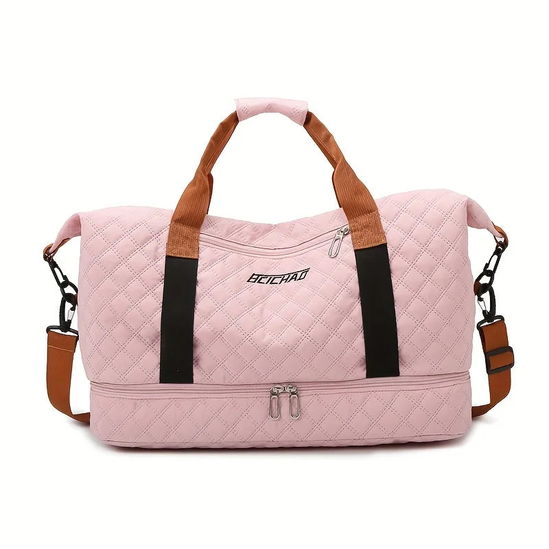 BowLift | Travessia Travel Bag with Shoe Compartment | Large Capacity & Argyle Design | Nylon Weekender for Sports, Short Trips & Everyday Use