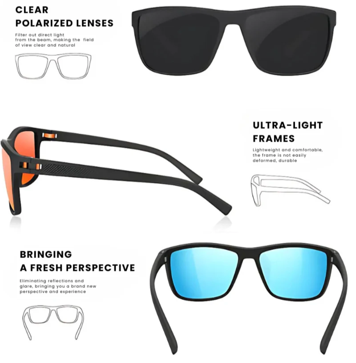 BowLift | ZichtZeker 3-Piece Set Polarized Sunglasses – UV400 Protection & Comfort