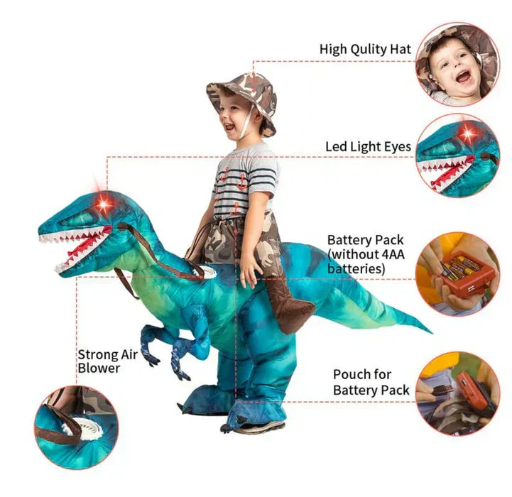 Skanto | Ride-On Inflatable Dinosaur Costume for Kids – Fun Party Outfit for Parties & Halloween