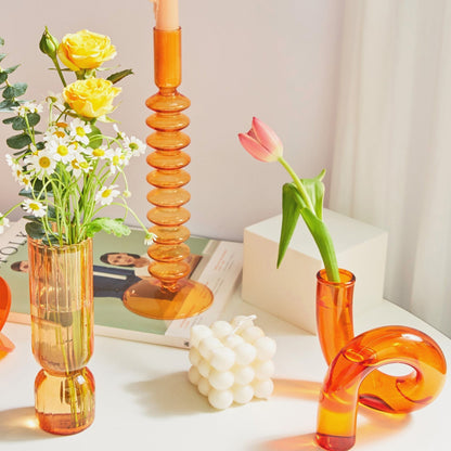 Modern Glass Candleholder-Orange | Bowlift