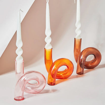 Modern Glass Candleholder-Orange | Bowlift
