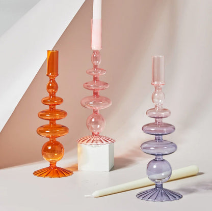 Modern Glass Candleholder-Orange | Bowlift
