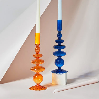 Modern Glass Candleholder-Orange | Bowlift