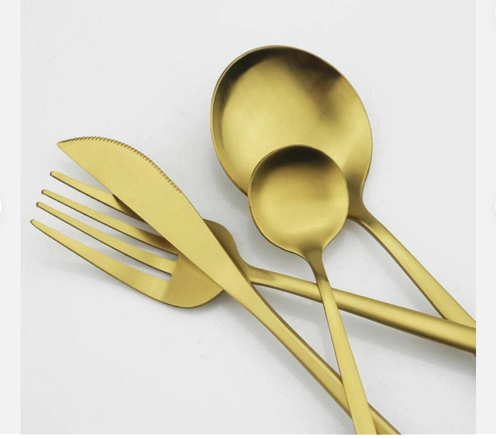 BowLift | Minimalist Flatware Set – 20-Piece Titanium-Coated Stainless Steel Cutlery | Modern Matte Finish for Elegant Dining