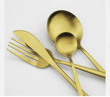 BowLift | Minimalist Flatware Set – 20-Piece Titanium-Coated Stainless Steel Cutlery | Modern Matte Finish for Elegant Dining