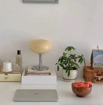 SérénitéMagique - Elegant Beige Table Lamp for Ambient Lighting Bowlift