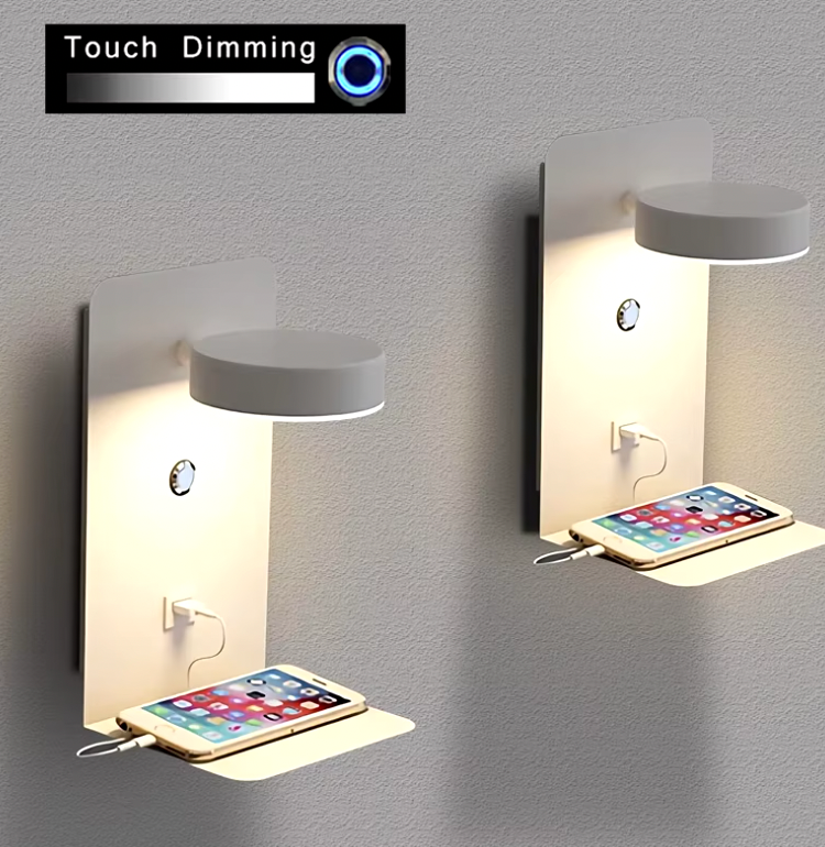 Skanto | Dimmable Multifunctional LED Wall Lamp with USB Charging Port for Bedroom