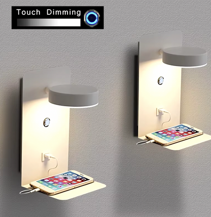 Skanto | Dimmable Multifunctional LED Wall Lamp with USB Charging Port for Bedroom