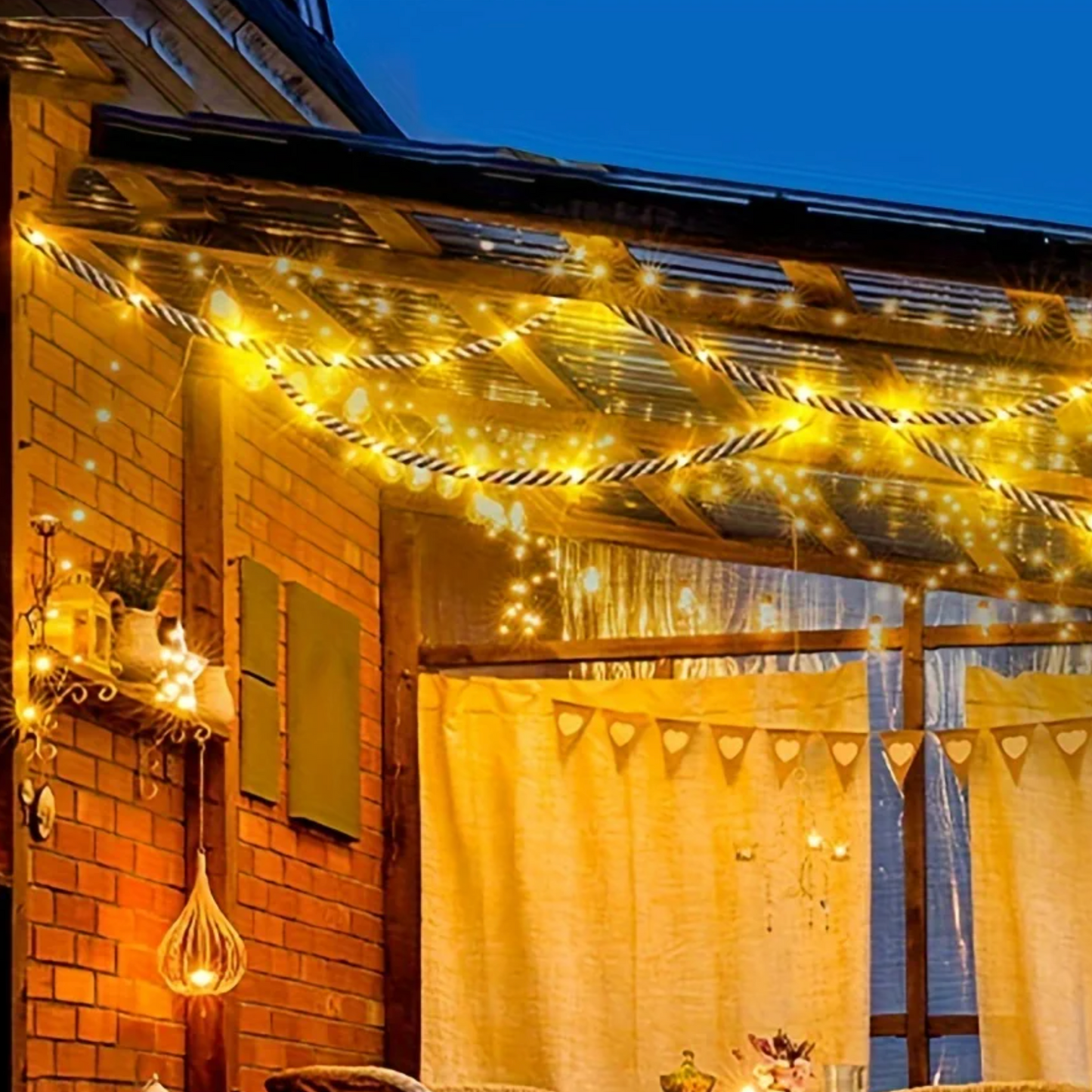 Skanto | Hemp Rope Solar Powered Lamp | Durable Outdoor Lighting for Garden and Patio