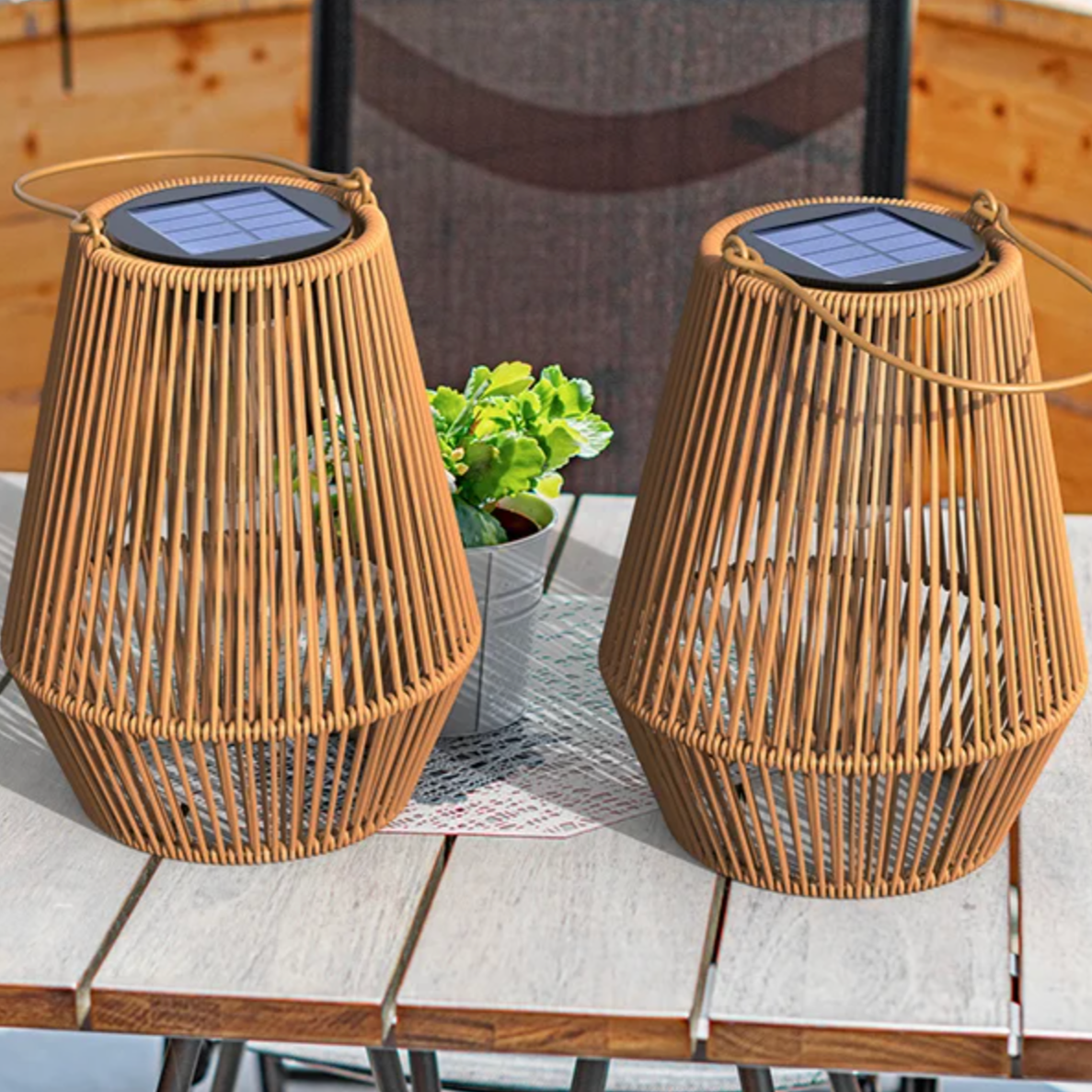 Solar Rattan Lantern Karnz