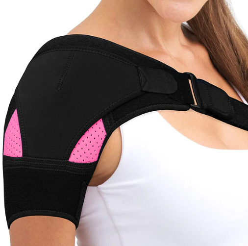 Shoulder support, compression sleeve, relieves pain, dislocations and injuries