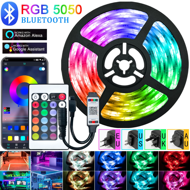 Skanto | LED Light Strips for Bedroom RGB 5050 Bluetooth Control Feet Support Light Decor